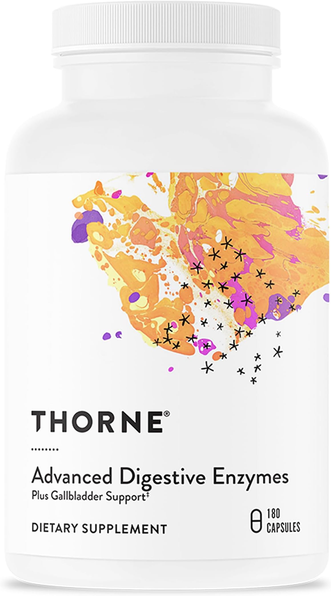 THORNE - Advanced Digestive Enzymes - Supplement with Pepsin, Ox Bile & Pancreatin for Indigestion & Constipation Relief - Minimizes Occasional Gas & Bloating* - Third-Party Certified - 180 Capsules