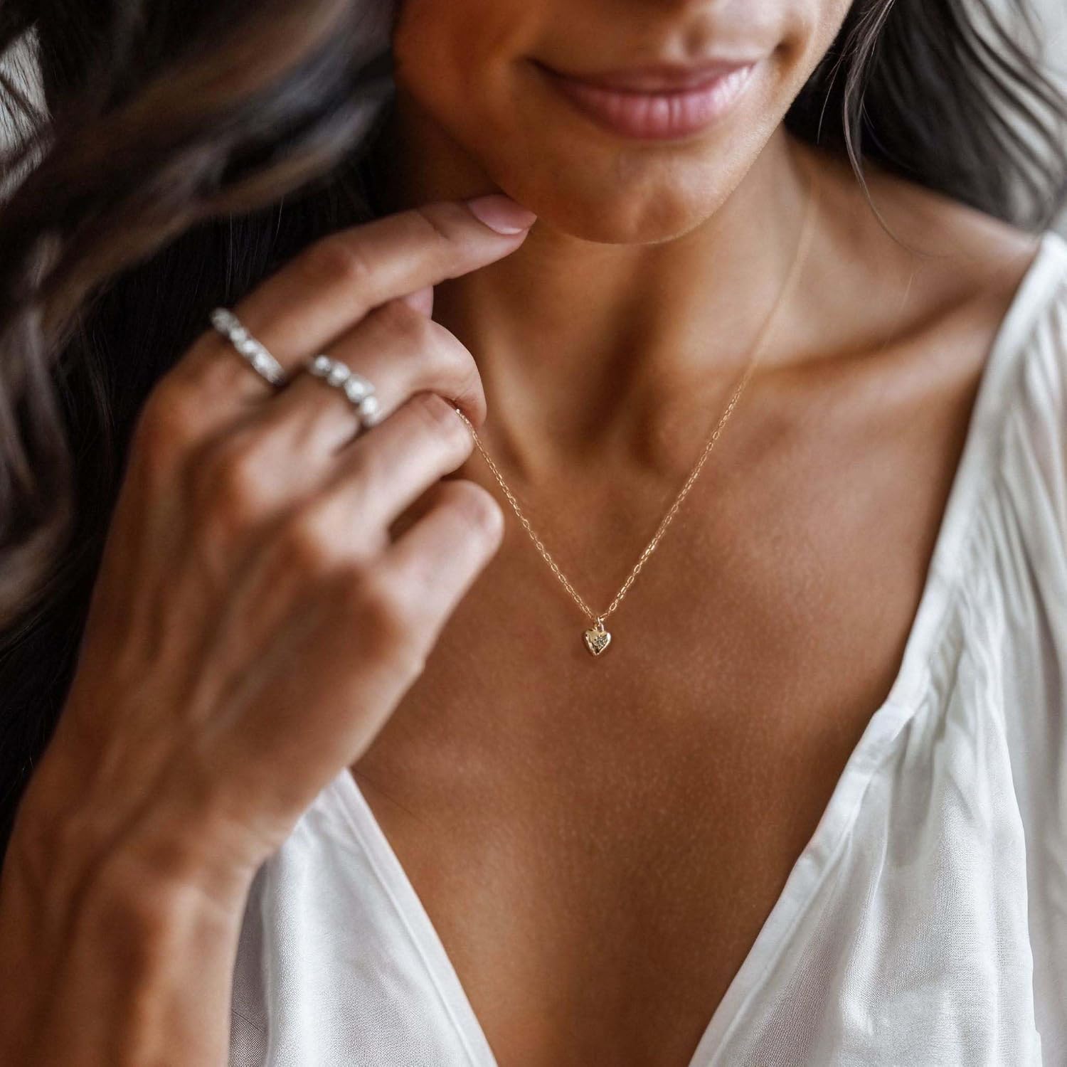 Small Heart Necklace 14K Gold Plated Chunky Heart Necklace Cute Tiny Heart Shape Necklaces Love Heart Pendant Necklaces for Women Jewelry Gifts - Image 8