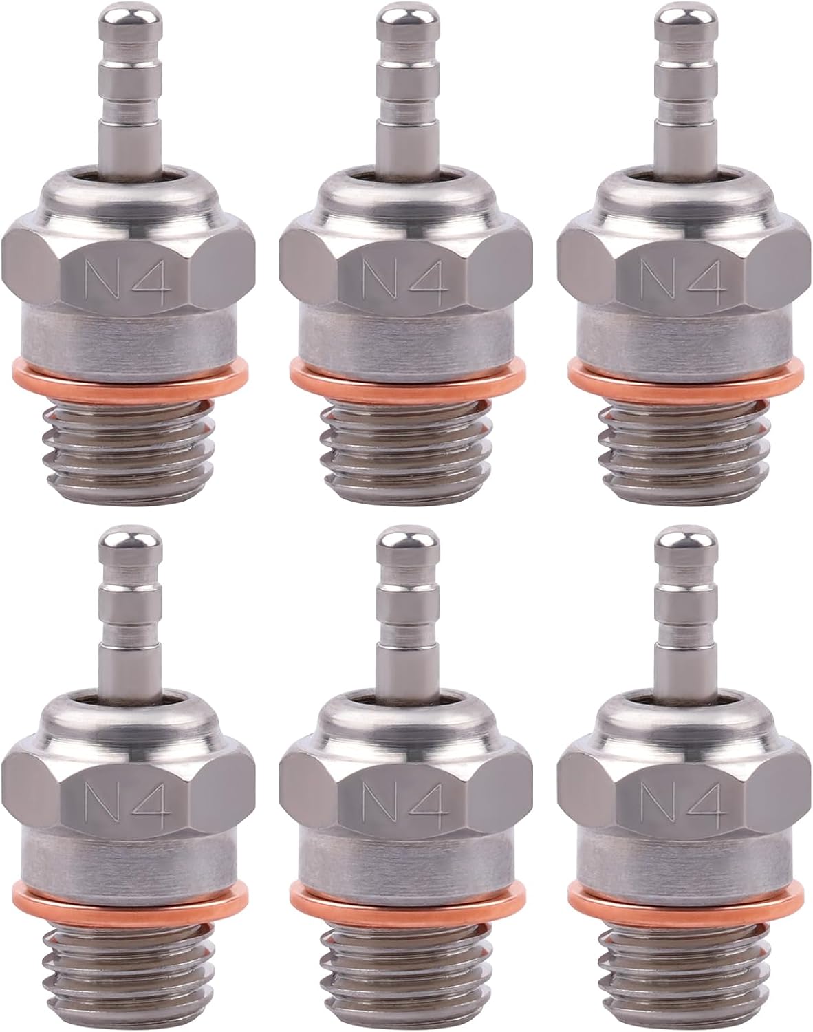 N4#4 NO.4 Glow Plug 70117 Medium Hot Spark Nitro Engine Parts for Traxxas HPI HSP Kyosho Redcat 1/8 1/10 RC Car Truck Buggy Replace OS 8 (6PCS)