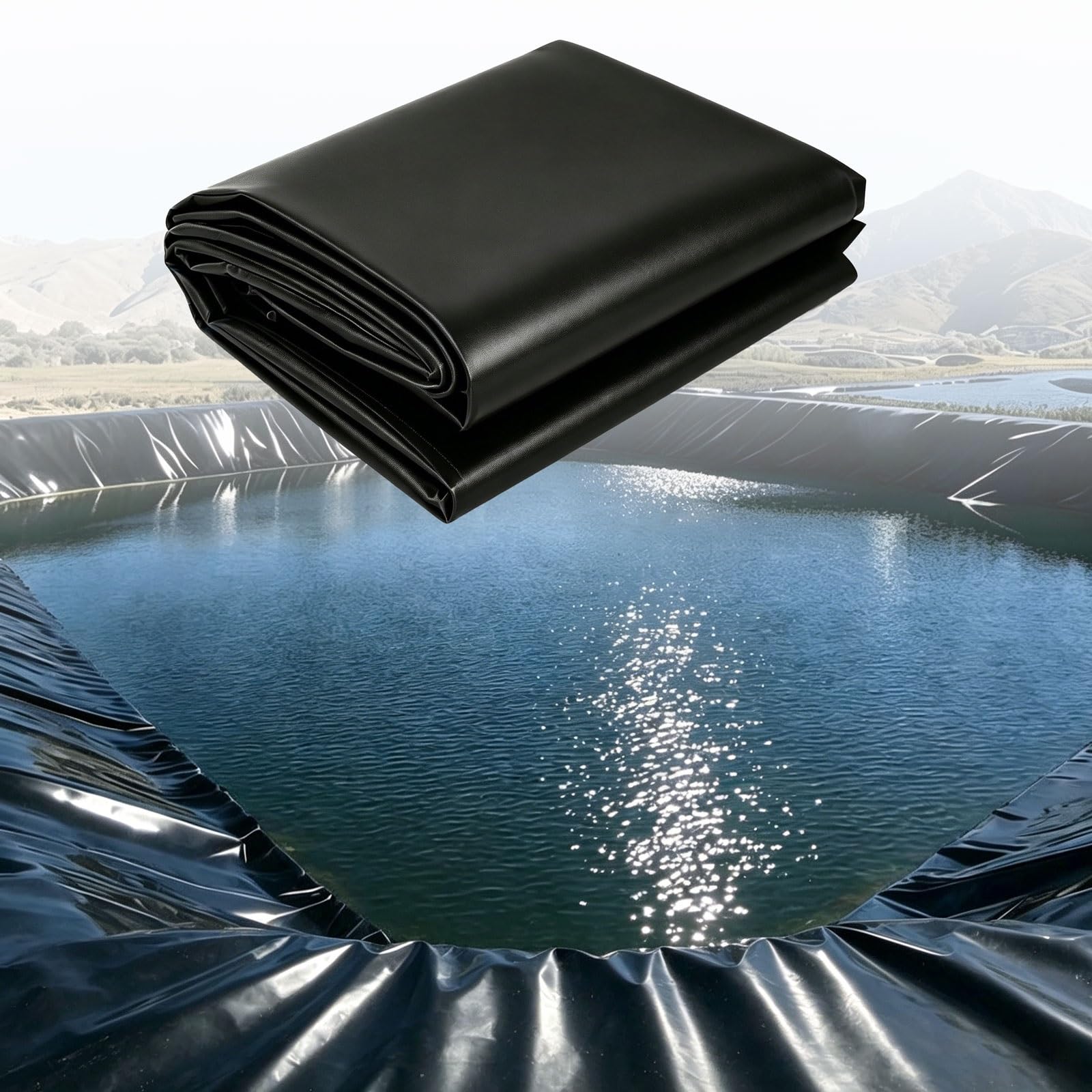 Telo per Laghetto Esterno in HDPE, Spessore 0,2 mm, Telo Nero Pieghevole per Laghetto di Grandi, Rivestimento Impermeabile Resistente agli Strappi per Acquacoltura(10x20m)