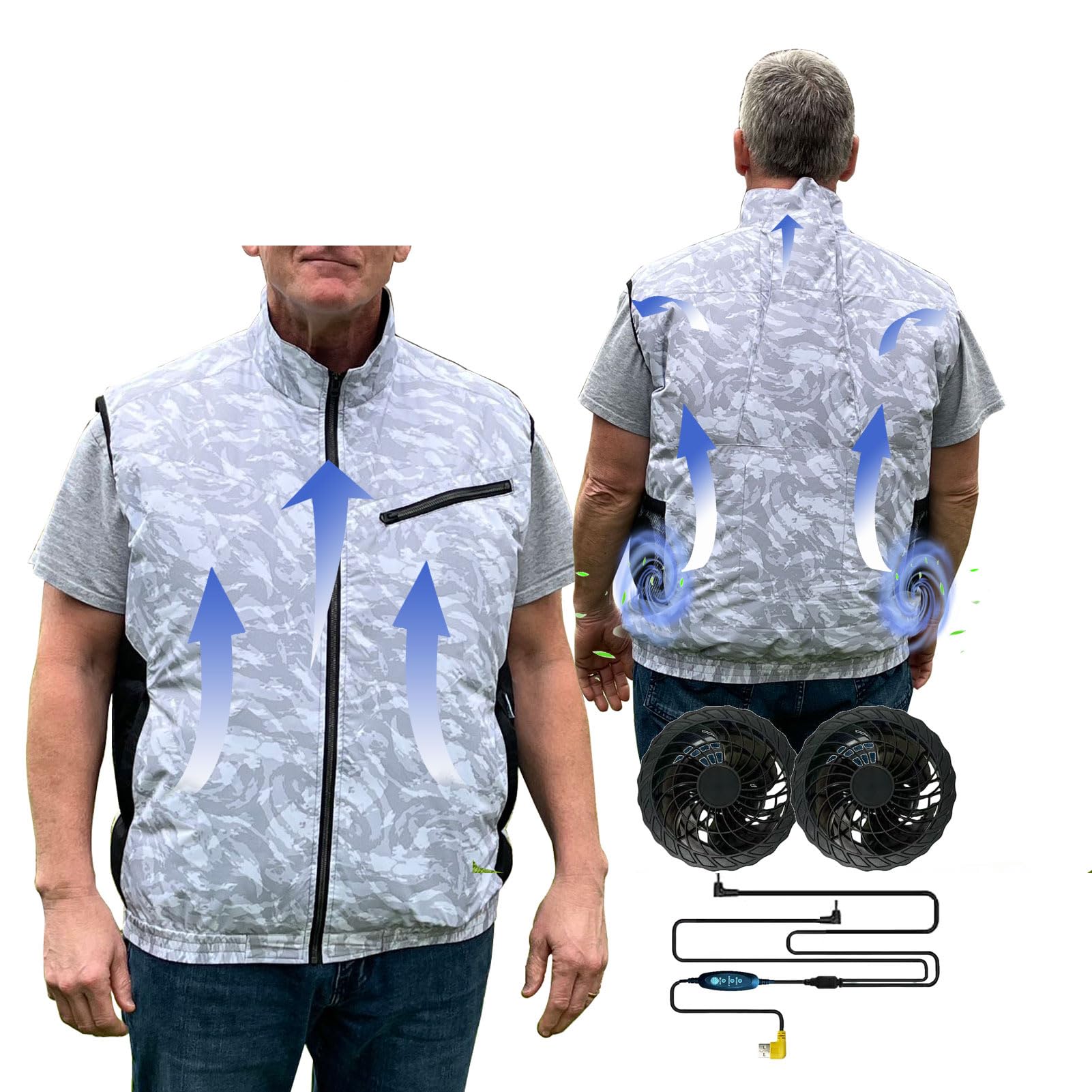 HNH Cooling Vest For Men and Women- Air Conditioning Fans, Heat Reducing Clothing, Unique Design Provides UV Protection