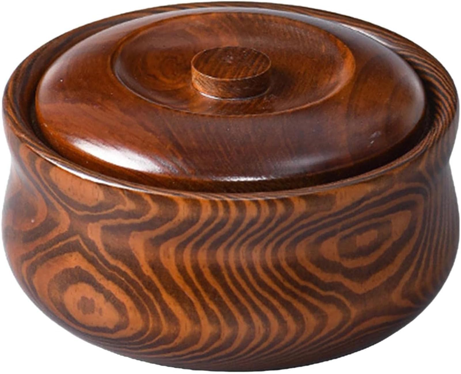 Tazón De Madera con Tapas Decoración del Hogar Tazón De Ramen De Madera para Sopa Cereal para El Almacenamiento De Cereales para Ensalada(Size:23cmx7.5cm)