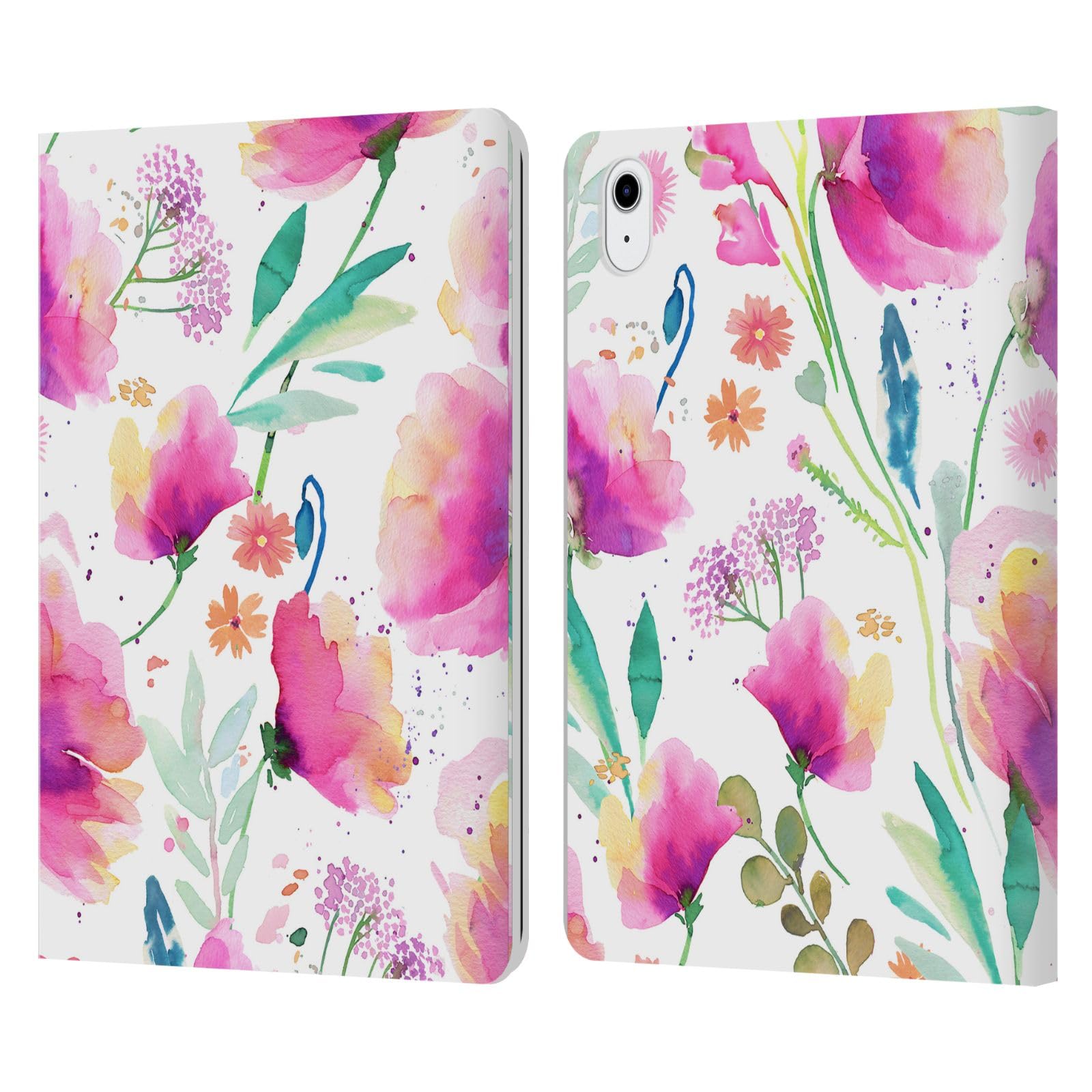 Étui en cuir Ninola motif coquelicots lilas pour iPad Air 11