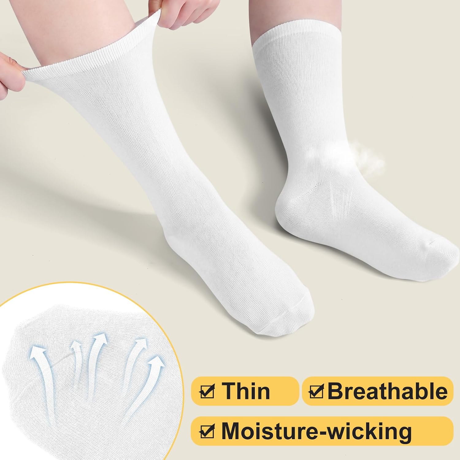 Twistover 6 Pairs Men's Thin Natural Linen Socks