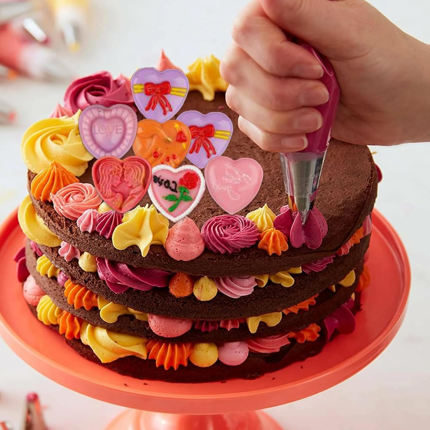 2 PCS Heart Chocolate Molds, 10-Design Love Rose Silicone Molds, Non-Stick Baking Moulds for Valentine's Day DIY Chocolate, Candy, Gummy, Ice Cubes Making - Image 3