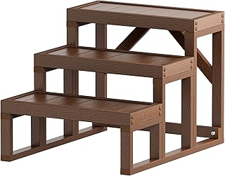 Three Step Hot Tub Steps,Wood Looking Wood-Plastic Steps, Non Slip, Heav...