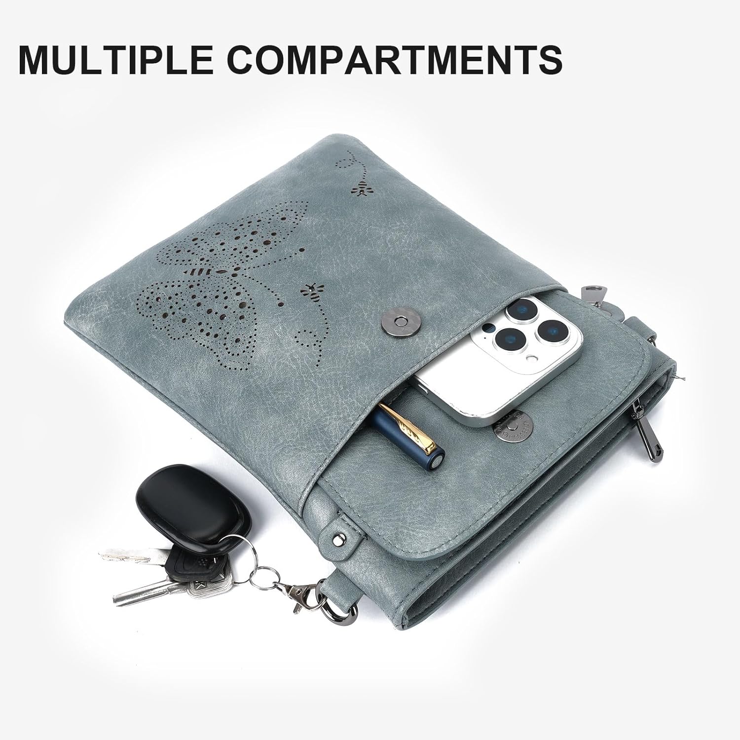 Crossbody Bags for Women Vegan Leather Cross Body Purse with Adjustable Strap Multiple Pockets Shoulder Handbags - Image 7