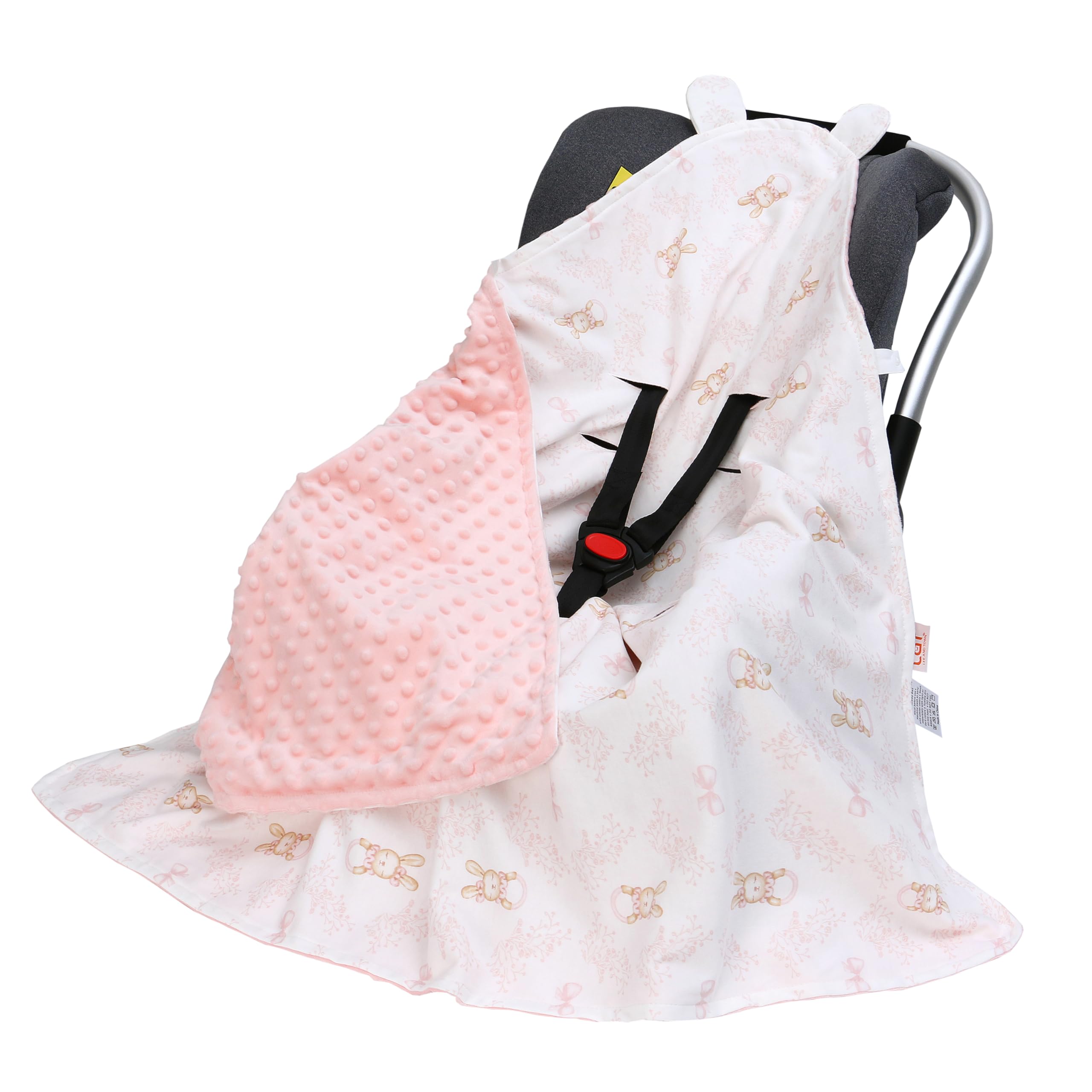 LAT Couverture Enveloppante Siège Bébé 90x90 cm - Nid d'ange pour Nouveau-Né Poussette Siège Auto (Lapin)