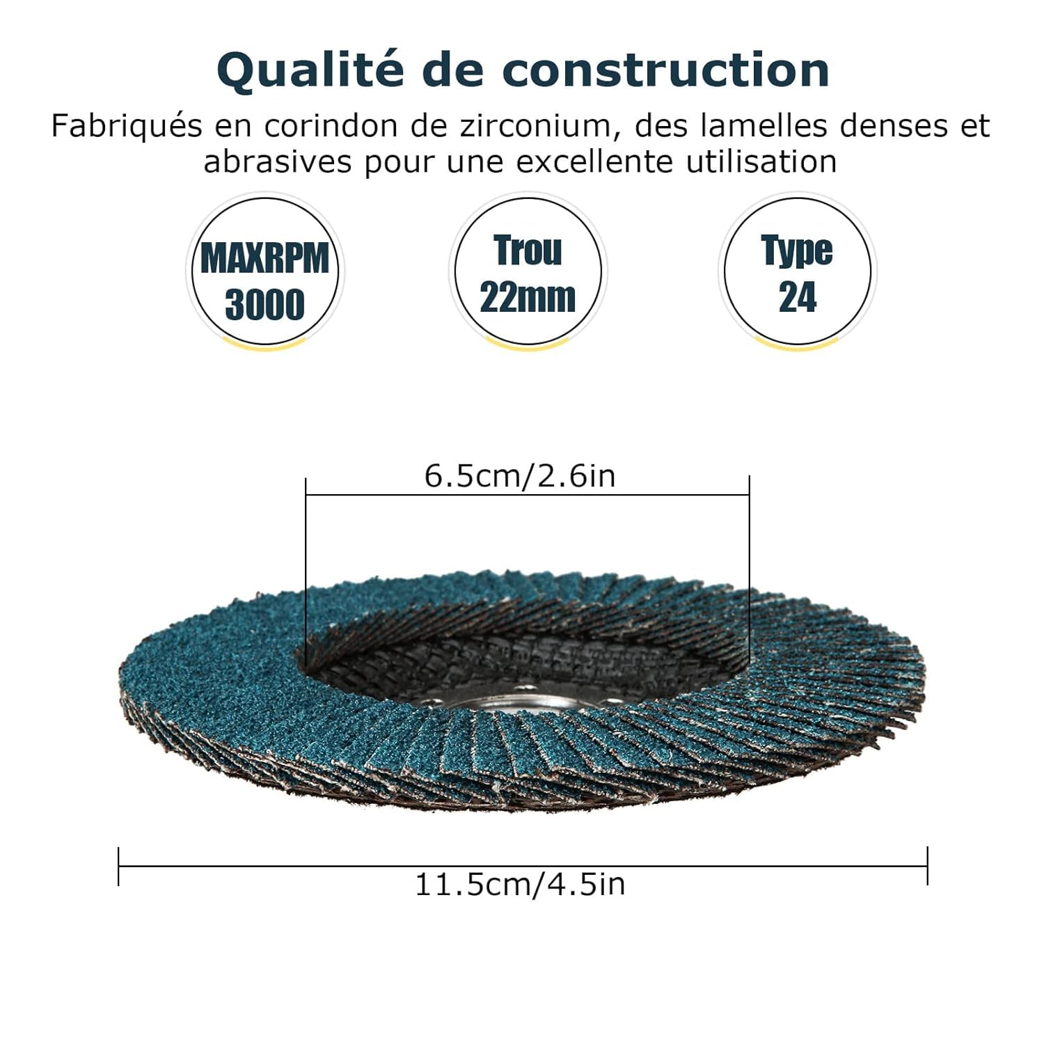20 Pcs Disque à Lamelle 115mm, Disques Abrasifs à Lamelles Grain 80, Disque de Meulage en Acier, Disque de Décapage pour Enlever Ebavure, Polissage, Rouille, Finition