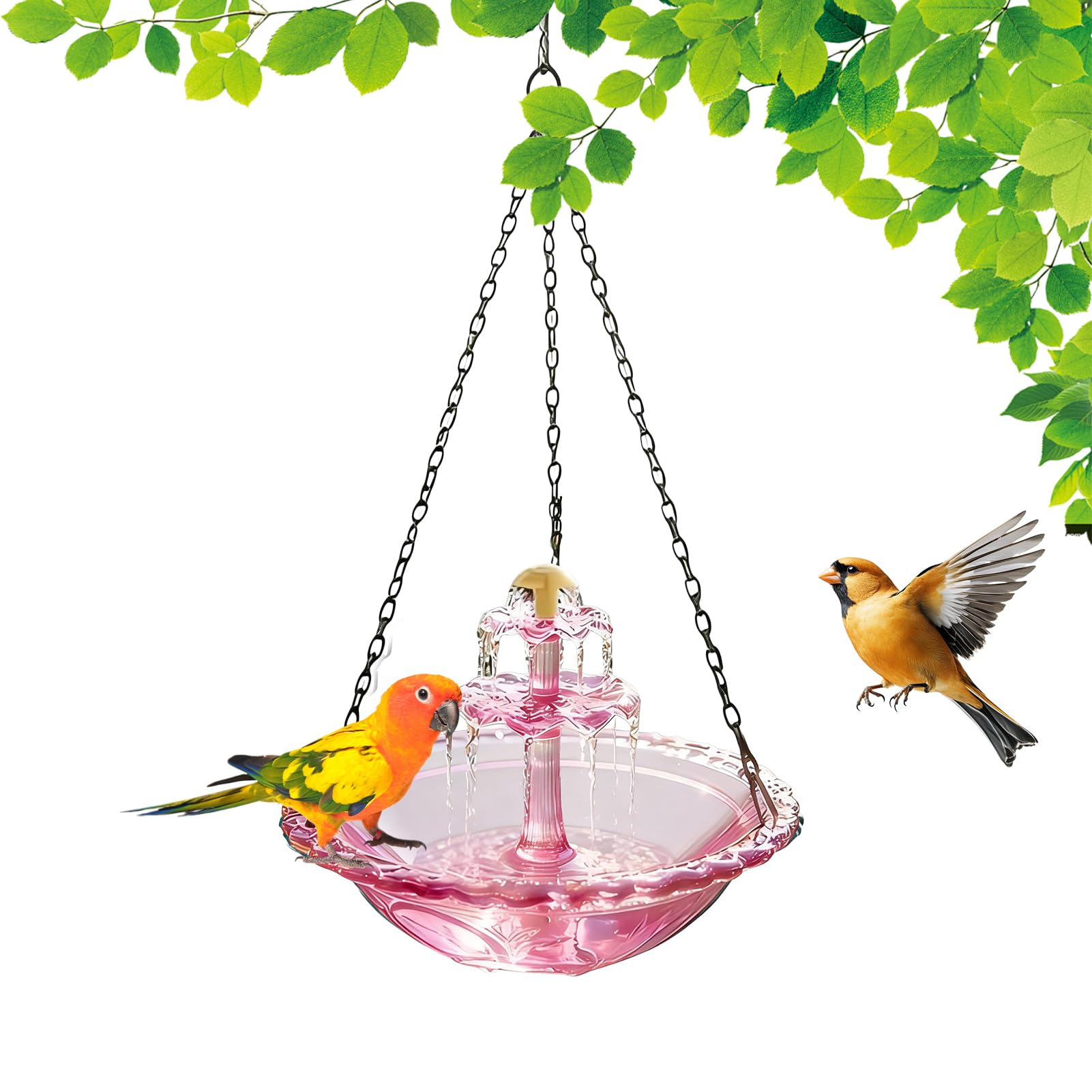 Fuente solar para aves con bomba de agua automática y cascada para patio exterior