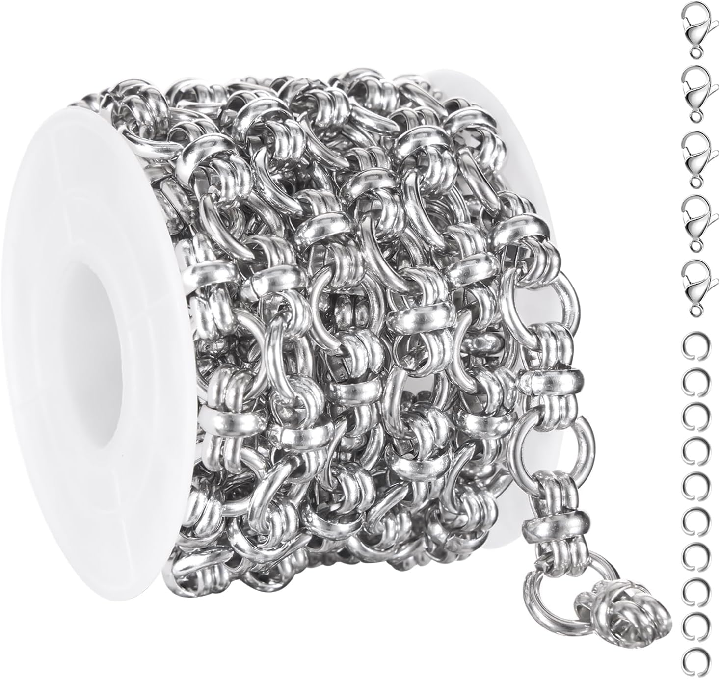 UMAOKANG 2 Meters Stainless Steel Chain for Jewelry Making High Polish Circle Craft Chains Bulk