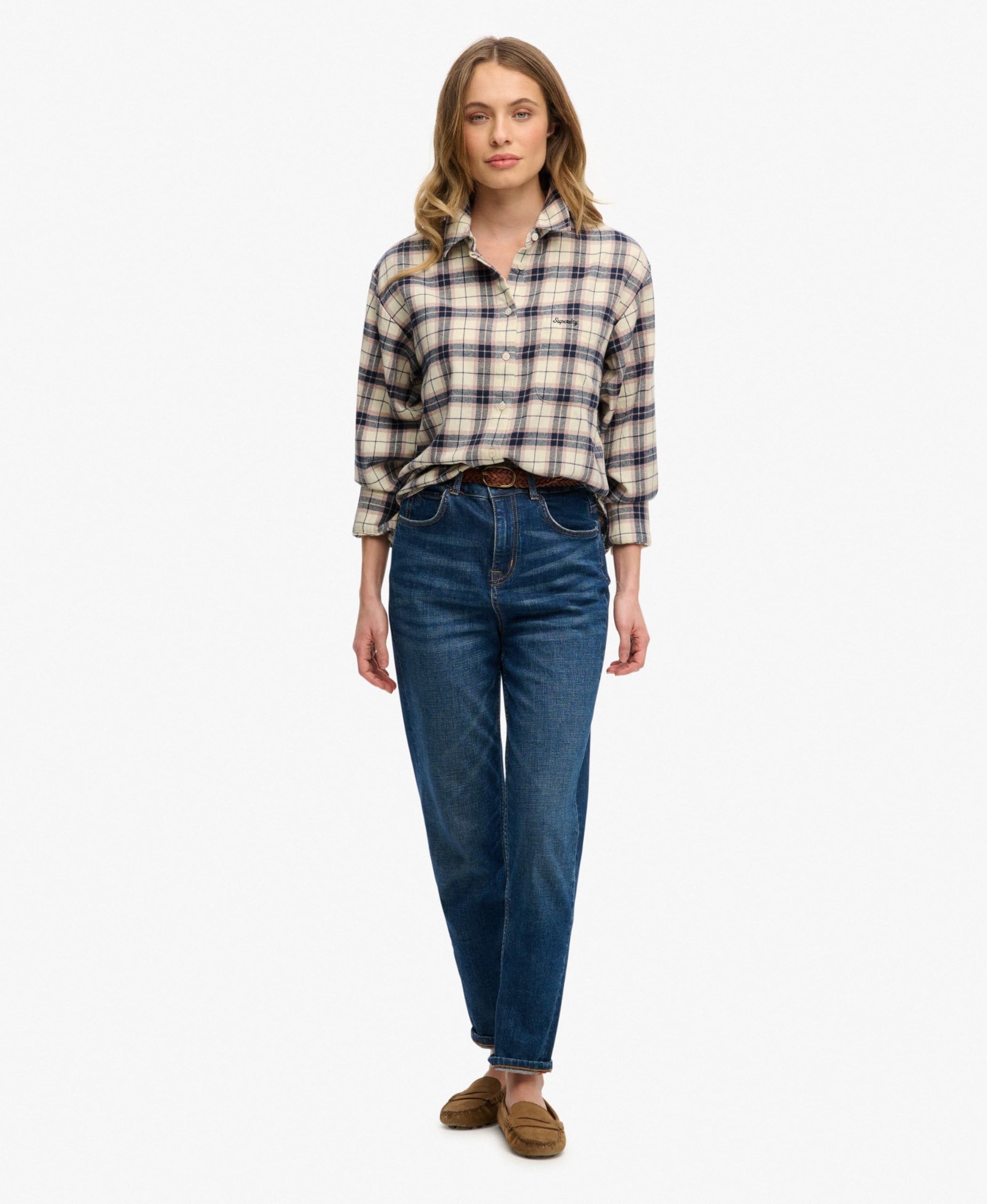 Superdry Damen Kariertes Flanellhemd in lockerer Passform