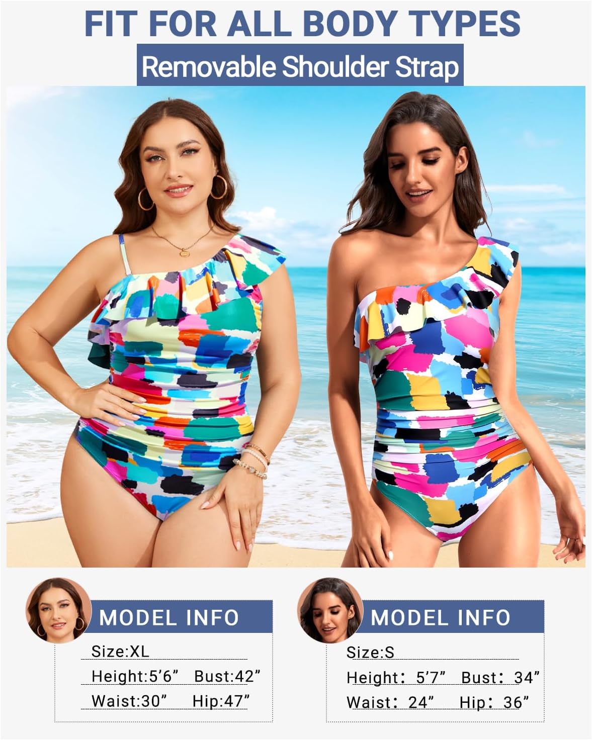 Tempt Me Women One Piece Swimsuits Tummy Control One Shoulder Bathing Suits Ruffle Swimwear - Image 4