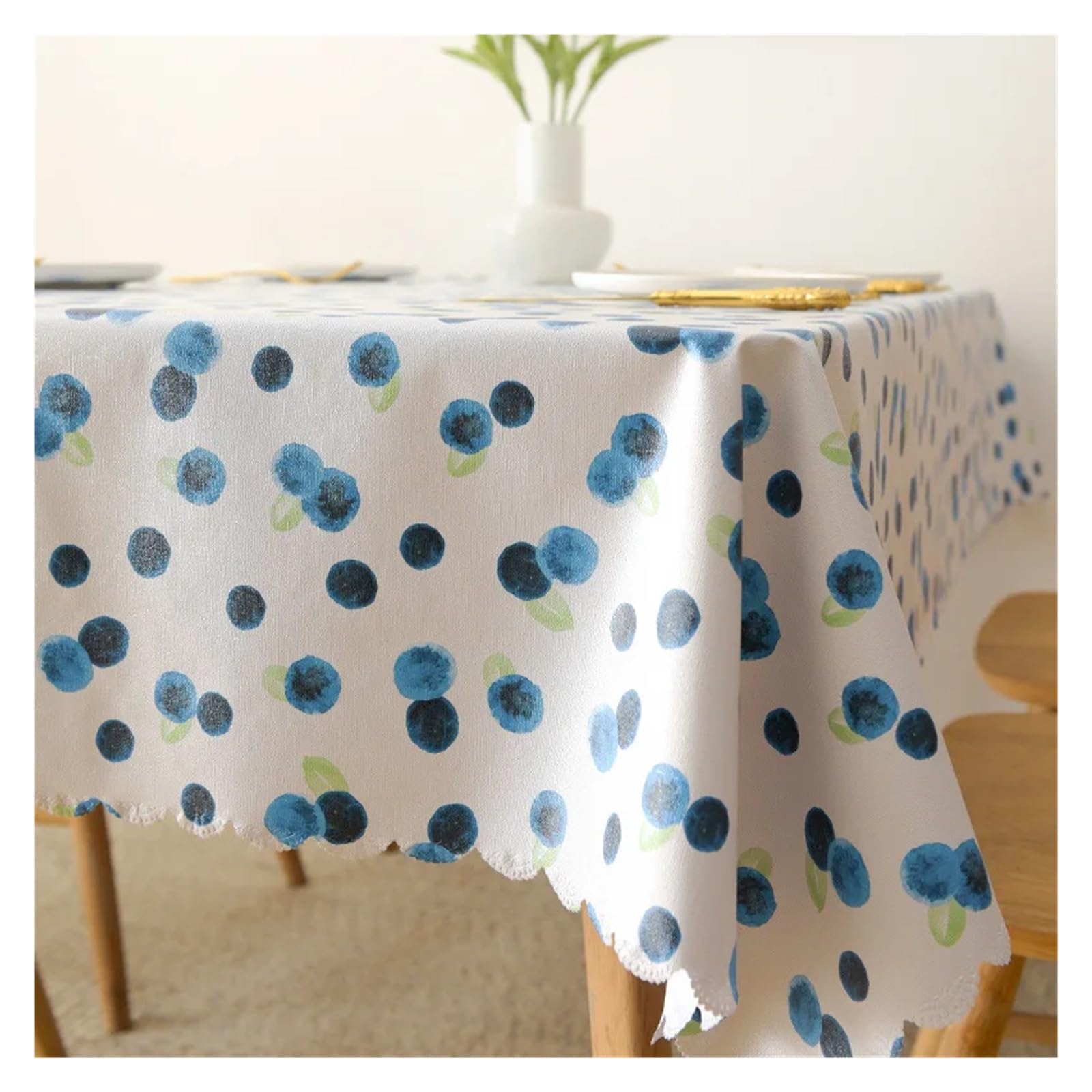 Mzsklw Blueberry Pattern Waterproof Tablecloth Pvc Square Tablecloth Rectangle Waterproof Table Cloth Tabletop Cover Oil Proof Wipeable Covers(,140X180cm)