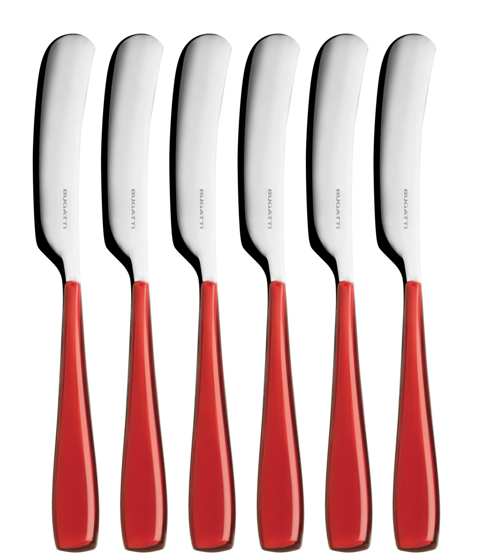 Bugatti EZ3U-057F32/6 Essenza Streichmesser, SAN/Stahl, 16 x 20 x 3 cm, Rot, 6 Stück