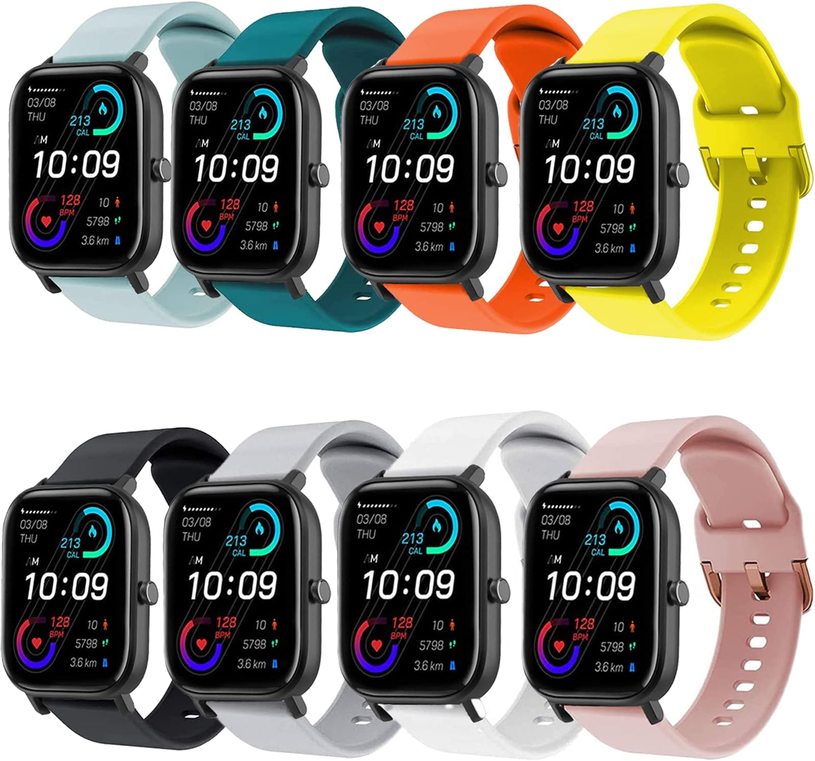 Galaxy Watch 4 Strap - 20mm Watch Straps Compatible with Samsung Watch 4 40mm 44mm / Galaxy Watch 4 Classic 46mm(2021) 42mm, Silicone Replacement Wristband Bands Bracelet for Samsung Galaxy Watch 4