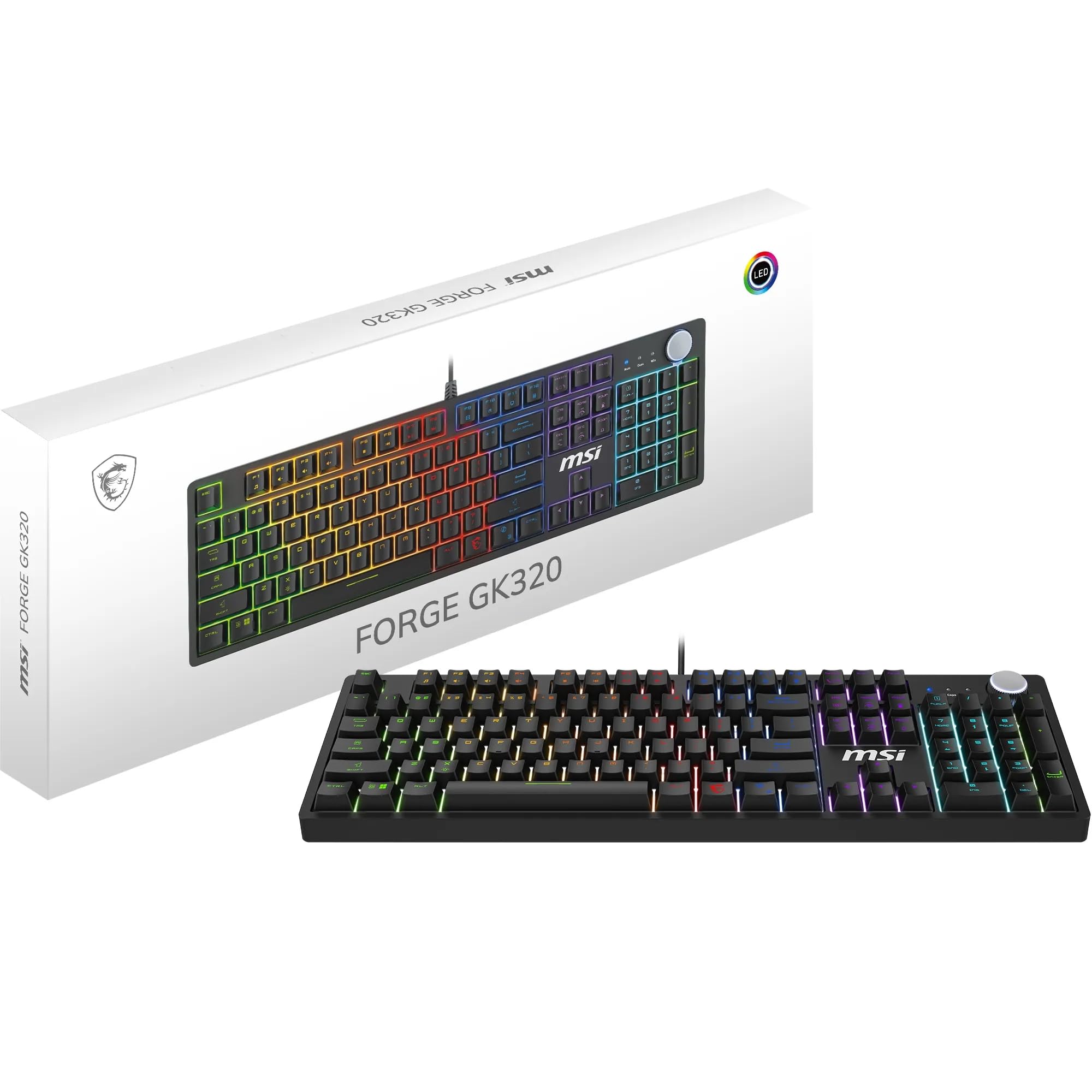 msi Forge GK320 QWERTY IT Layout - Teclado mecánico para juegos, tamaño completo, interruptores lineales rojos, intercambiables en caliente, cubierta magnética, teclas ergonómicas, base antideslizante