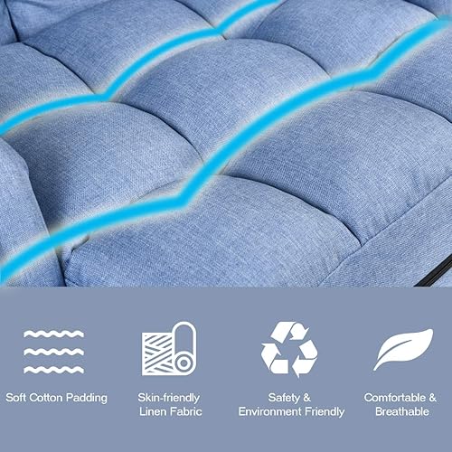 Miniatura 6 de Giantex - Sillón plegable con reposabrazos y almohada ajustable, Acero Poliéster, Azul Azul,Gris,Rojo -,Blanco