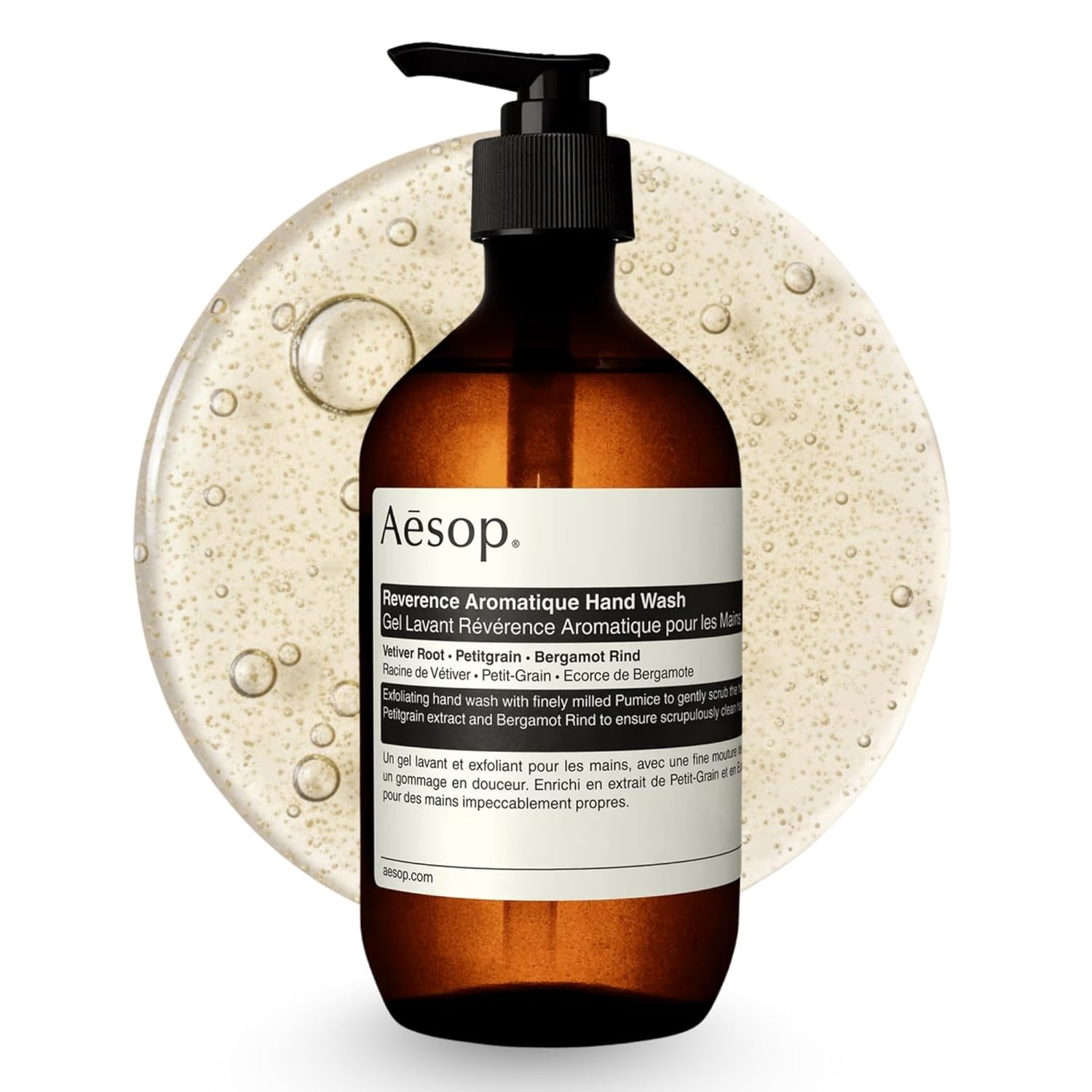 Aesop Reverence Exfoliating Hand Wash | Gentle Daily Exfoliating Cleanser with Bergamot & Vetiver Root to Renew & Smooth Skin | 500mL / 16.9oz