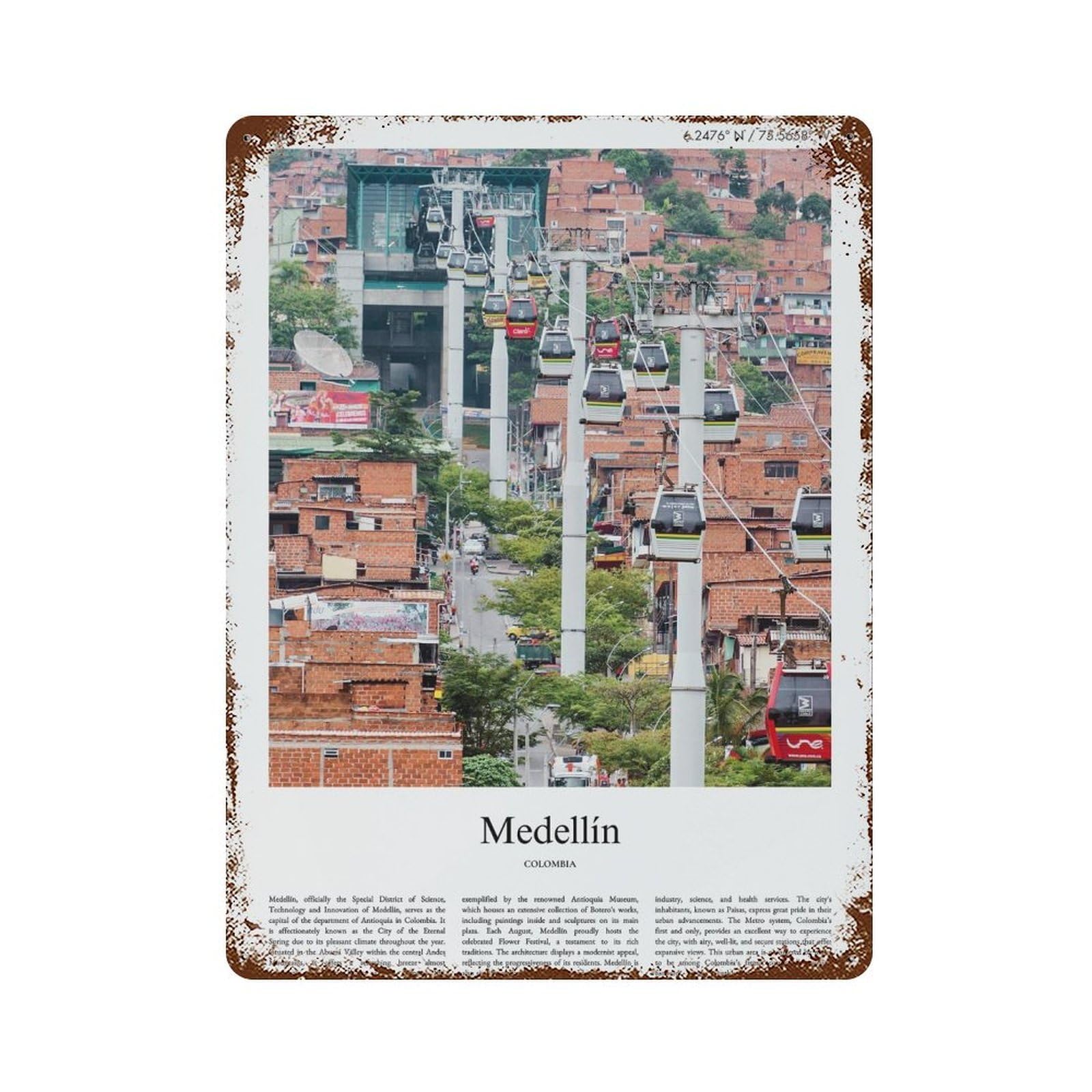 xiaoxiaoshen Medellín Colombia City Scenery Wall Decor Art Metal Tin Poster Modern Home Decor Art Home Bar Shop Decorations Vintage Sign 40x30cm