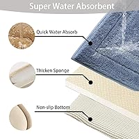 Vista 4 de Tapete de baño de microfibra geométrica sólida, capa de espuma viscoelástica ultrasuave, absorbente de agua, antideslizante, de secado rápido