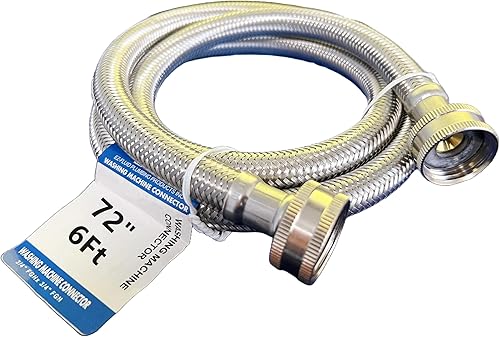 EZ-Fluid Manguera de suministro para lavadora portátil de 72 pulgadas, manguera de electrodomésticos, trenzado de acero inoxidable a prueba de