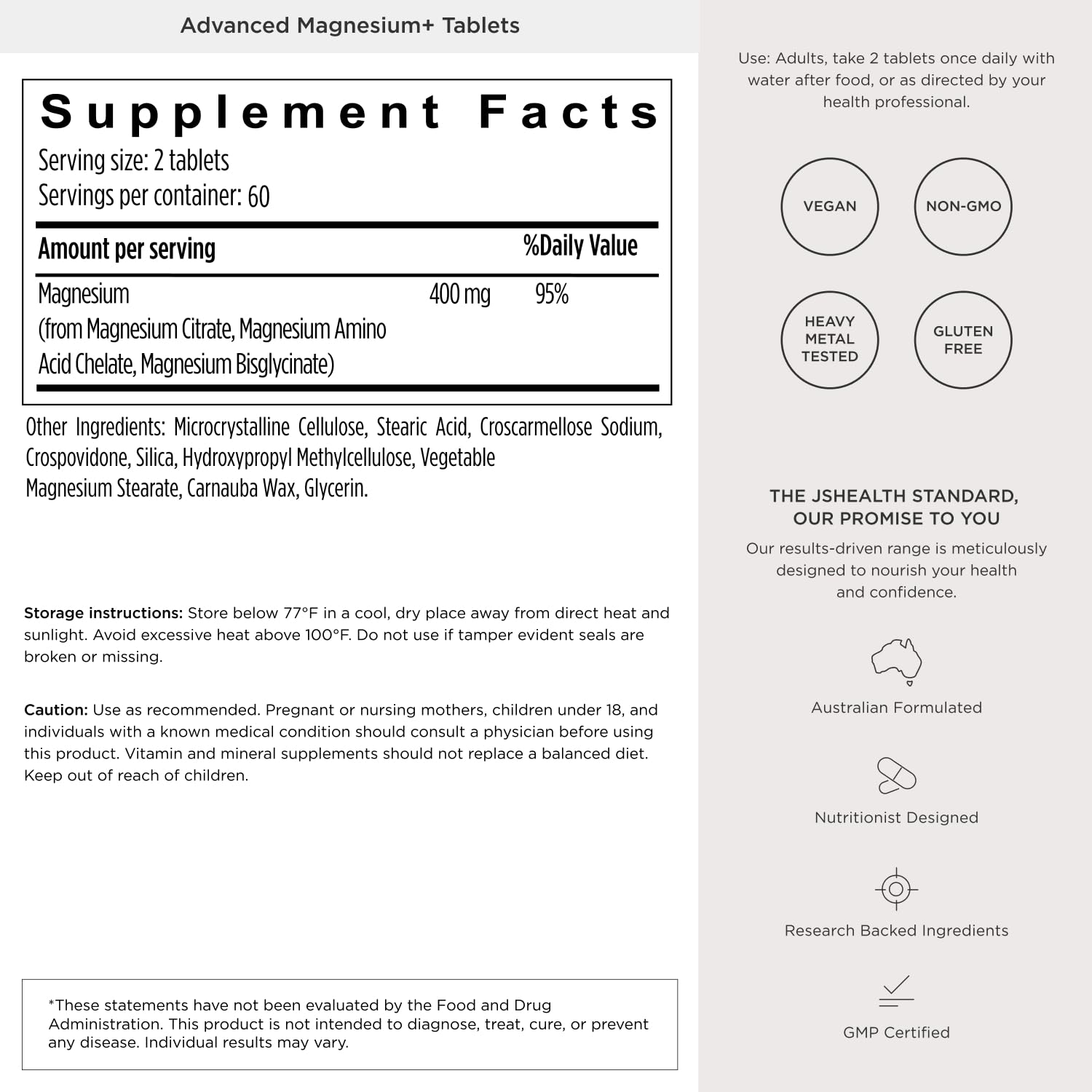 JSHealth Magnesium Supplement for Sleep. 400mg Triple-Form Glycinate — Amazon image 7
