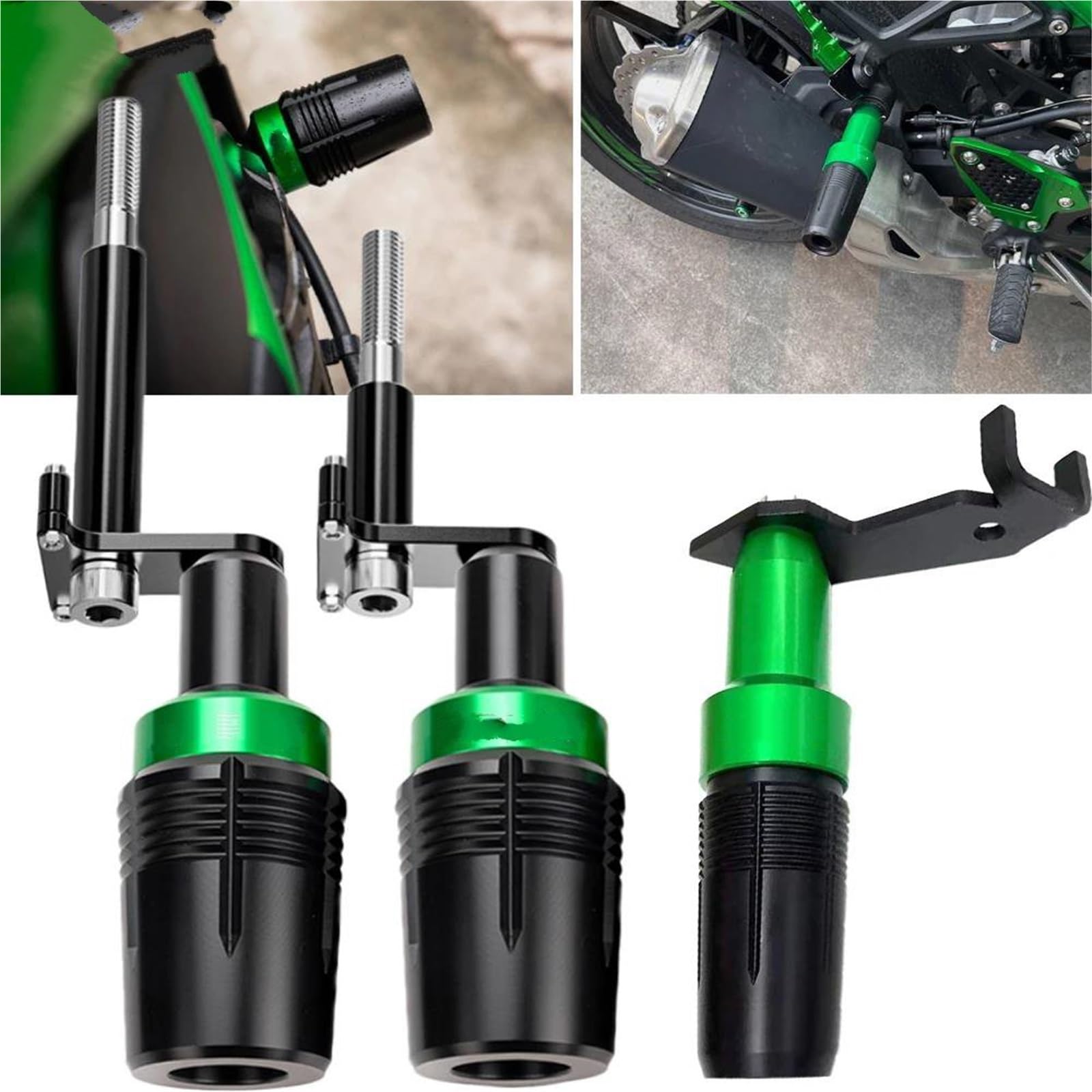 Tamponi Paratelaio Per Kawasaki Per Ninja 500 500SE Z500 2025 2024 Moto Paratelaio Crash Pad Protezione Dalla Caduta Scarico Slider(Frame Sliders-Black)