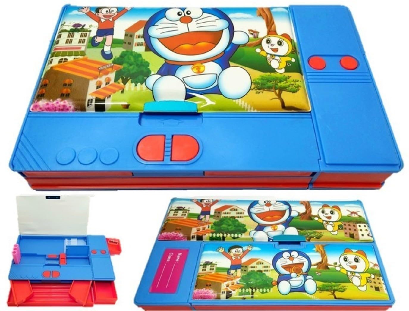 AAPESHWAR Plastic Button Operated Pencil Box for Boys and Girls | Large Capacity Pencil (Multicolor, Blue, Pack of 1) (5x5 Inch) (B0CLYBZGMQ) Amazon Price History, Amazon Price Tracker