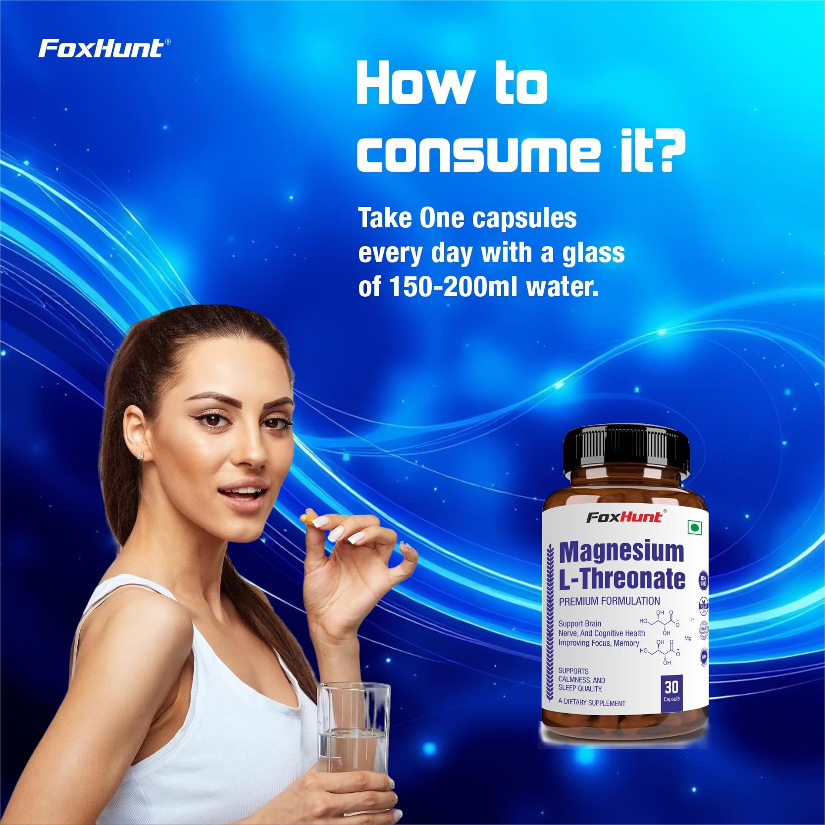 FoxHunt Magnesium L-Threonate Premium Formulation for Brain, Nerve, and Cognitive Health Support, Improves Focus, Memory, Calmness and Sleep Quality, 30 Capsules (Pack of 1) — Amazon image 7