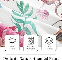 Vista 117 de VOGOL Cenefas con patrón de pájaros para ventanas de cocina, cenefa texturizada de lino con estampado floral y pájaros para ventanas pequeñas