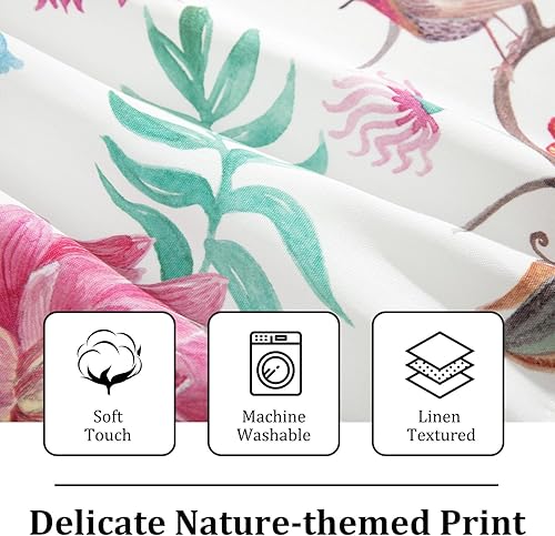 Miniatura 117 de VOGOL Cenefas con patrón de pájaros para ventanas de cocina, cenefa texturizada de lino con estampado floral y pájaros para ventanas pequeñas