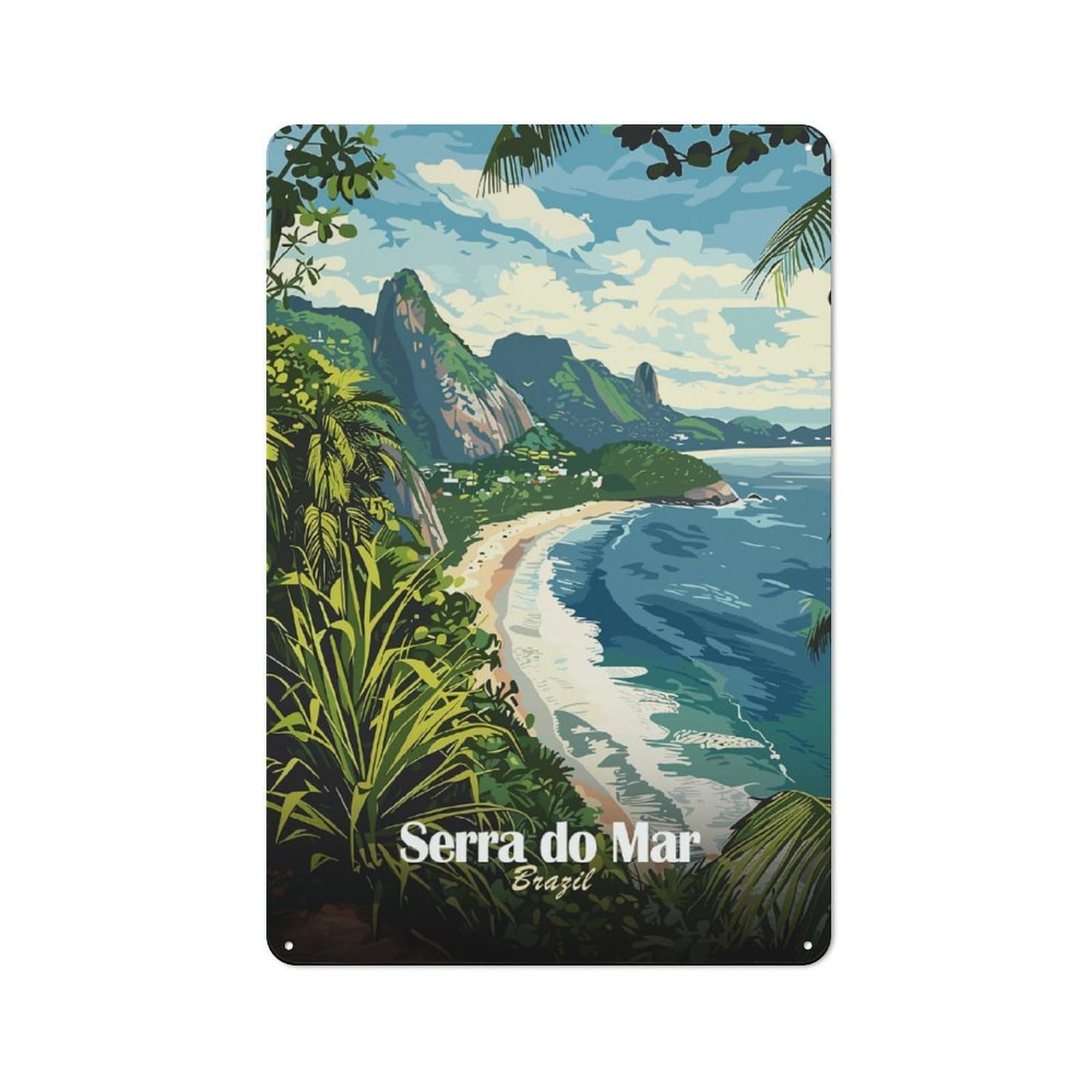 Junmoney Style-3 Serra Do Mar, Brazil Decorative Metal Plaque 30X20cm, Shop Front Style Restaurant Wall Art For Coffee Bar, Small Shop Or Dining Room