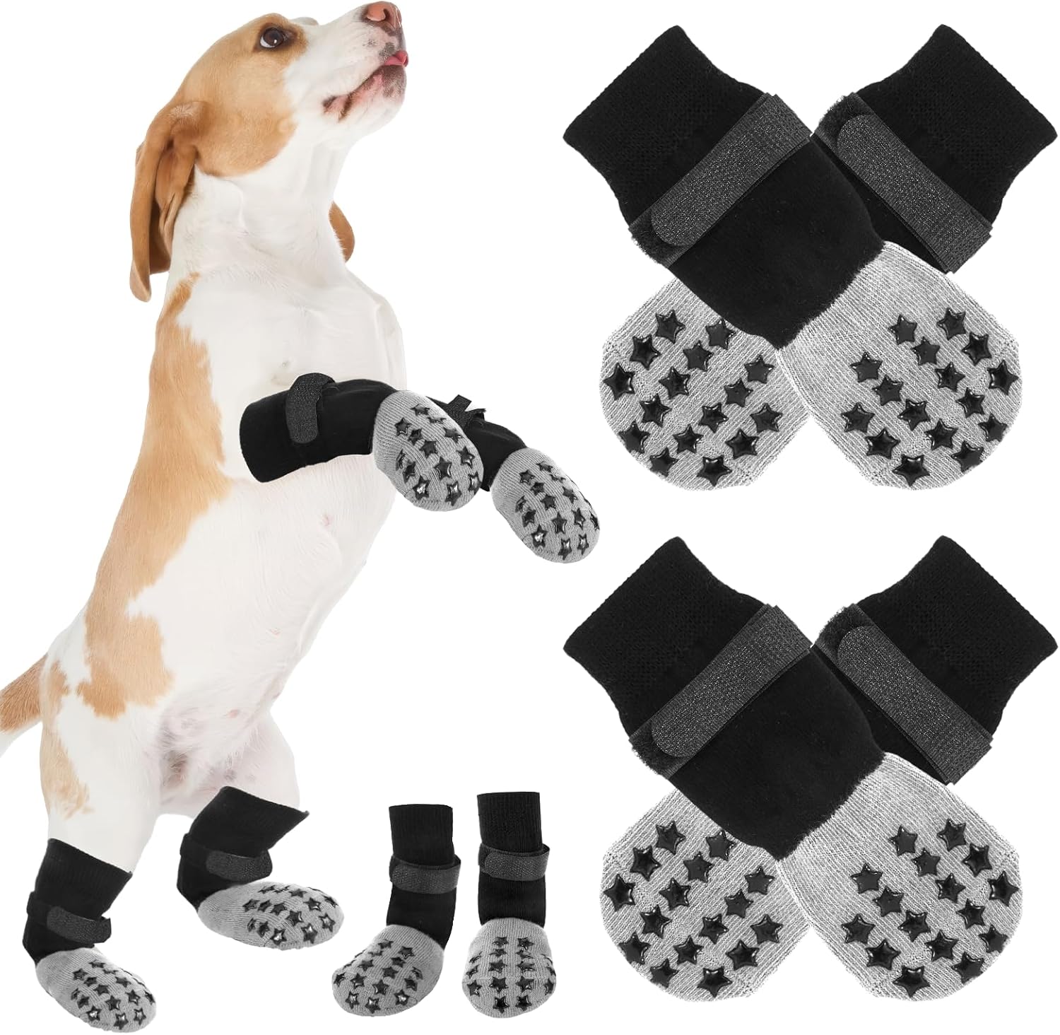 Canine Socks Anti Slip, Non-Slip Canine Socks to Stop Licking Paws with Elastic Straps for Scorching/Chilly Pavement, Boots & Paws Protectors for Small Medium Massive Senior (4 Pcs, L)
