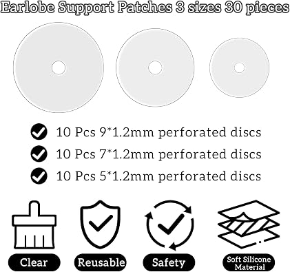 Clear Piercing Disc for Piercing Bump Silicone Healing Non Pull Piercing Discs Pressure Silicone Earrings Clear Disc Pads for Keloids Healing Pads Belly Button Piercing Kit, 30Pcs 5mm/7mm/9mm