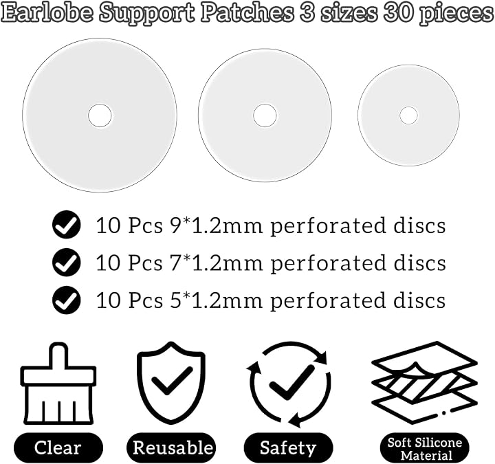Clear Piercing Disc for Piercing Bump Silicone Healing Non Pull Piercing Discs Pressure Silicone Earrings Clear Disc Pads for Keloids Healing Pads Belly Button Piercing Kit, 30Pcs 5mm/7mm/9mm