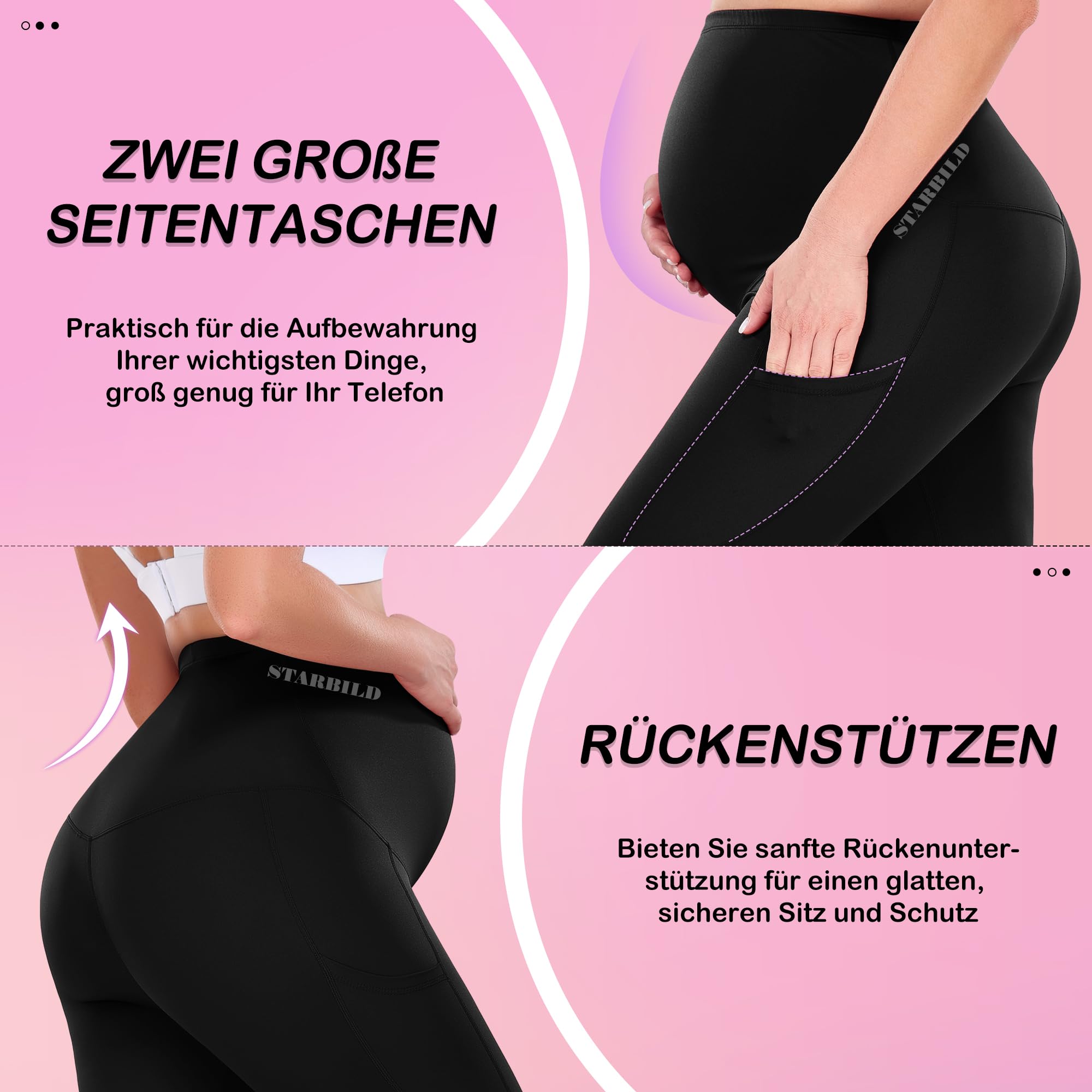STARBILD Legging de Grossesse avec Poches sur Le Ventre