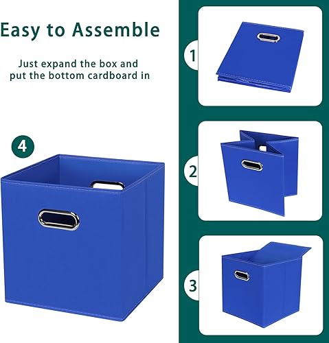 Vista 13 de Cubos de almacenamiento plegables negros, caja de almacenamiento de tela, cestas organizadoras con asas dobles para organizador del hogar