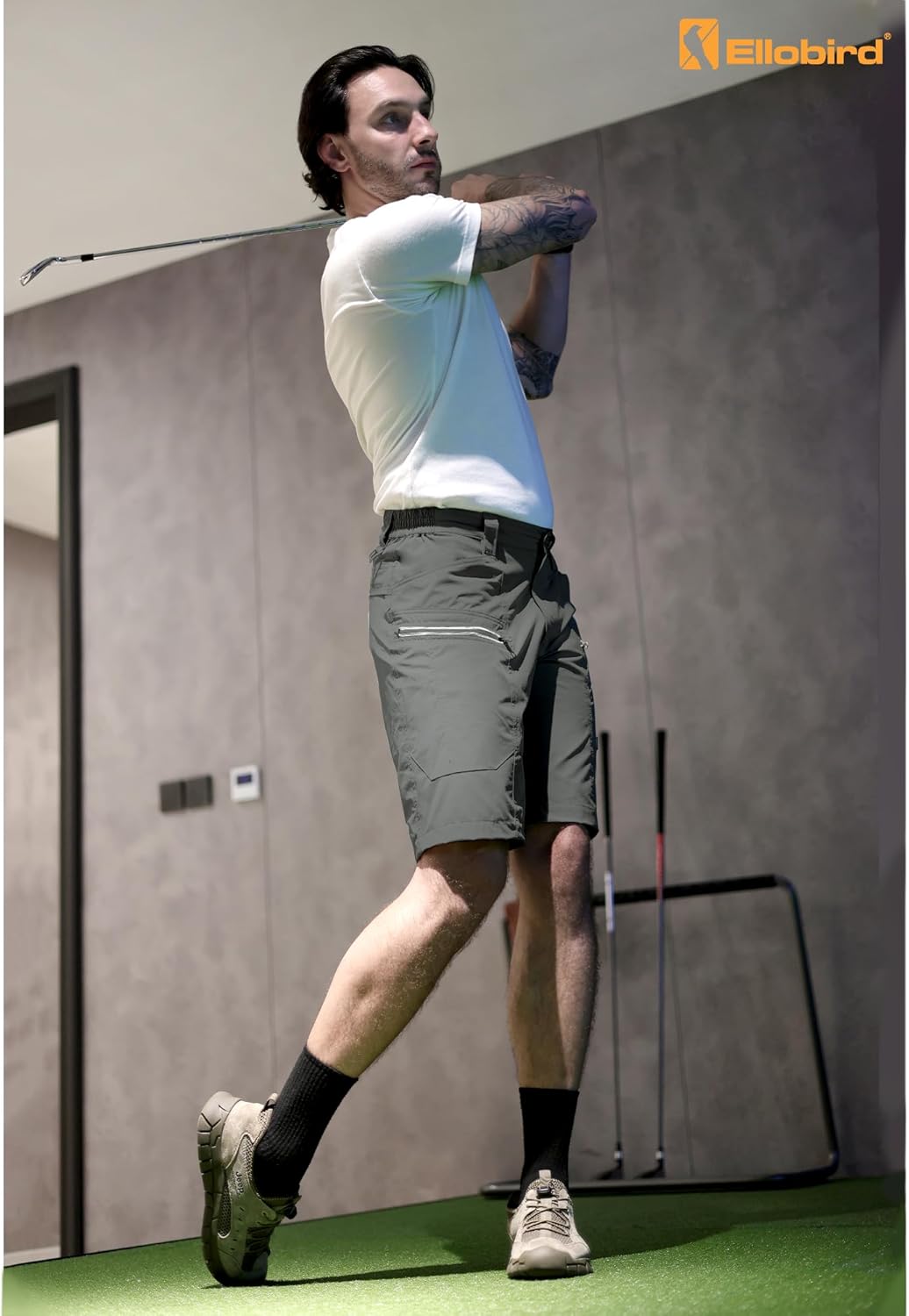 Ellobird Cargo Hiking Tactical Work Shorts for Men Casual Relaxed Fit 4 Way Stretch Water Repellent 6 Pockets Mens Short - Image 3