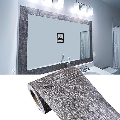 Miniatura 7 de MULLSAN Papel tapiz de madera gris de 32.8 ft, despegar y pegar, revestimiento de pared de cocina, baño, dormitorio, azulejos de decoración
