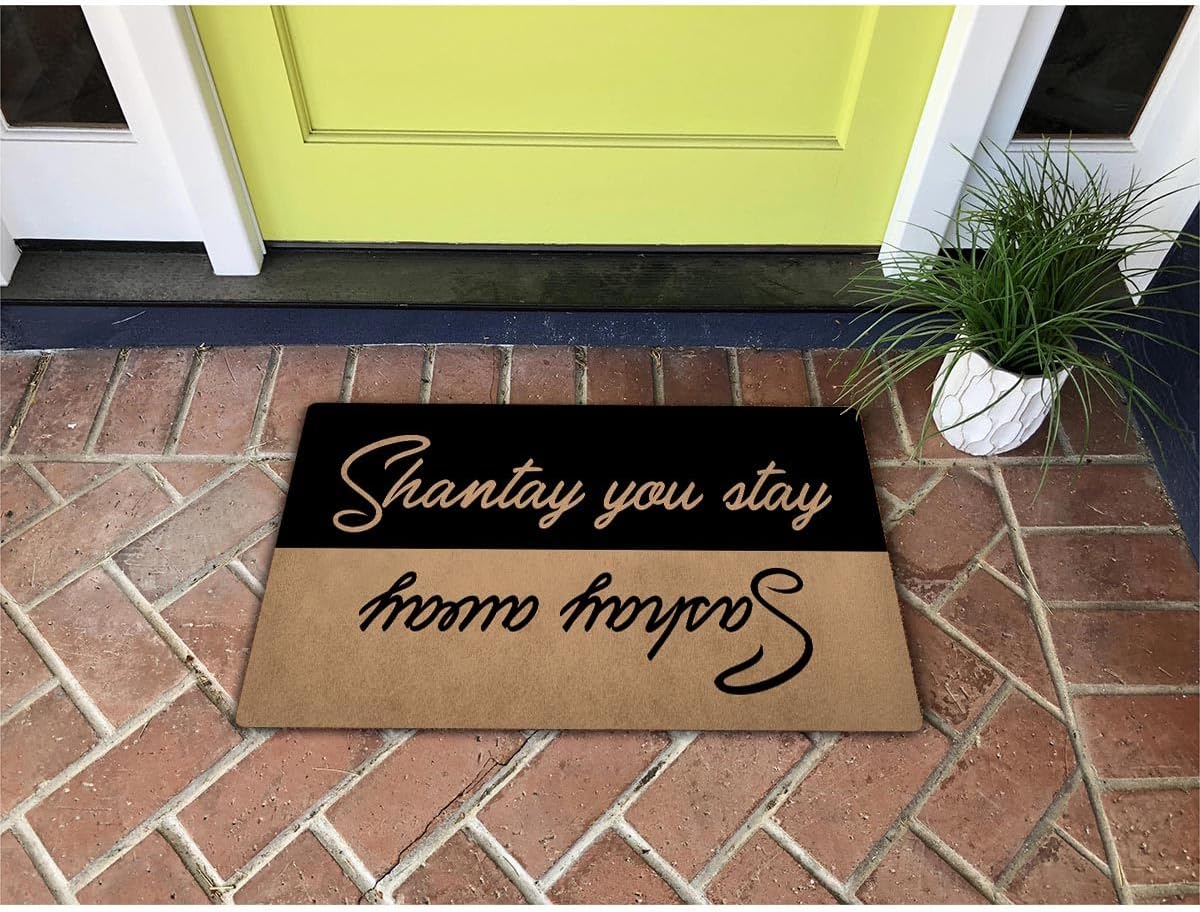 MELODADDY Funny Welcome Doormat Front Porch Decor Rugs with Rubber Back 30"(L) x 18"(W) Doormat for Entrance Monogram Mats for Front Door Decor (Shantay You Stay Sashay Away)