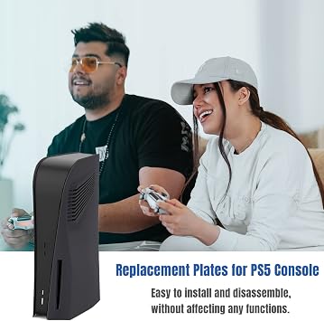 Disc Edition Face Plates with Cooling Vents Cover Skins Shell Panels for PS5 Console, Accessories for PlayStation 5 Protective Shell Replacement Faceplate (Black)