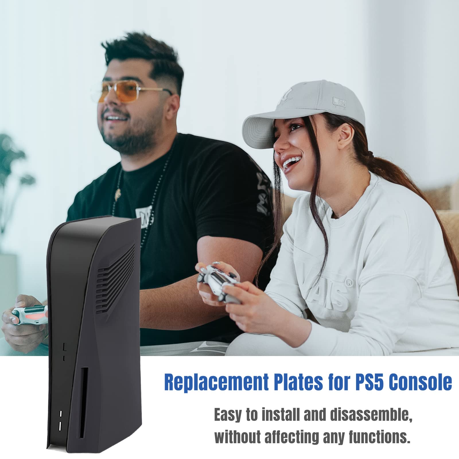 Disc Edition - Piastre frontali con prese d'aria di raffreddamento, per console PS5, accessori per Playstation 5, piastra di ricambio per piastra frontale (disco nero)