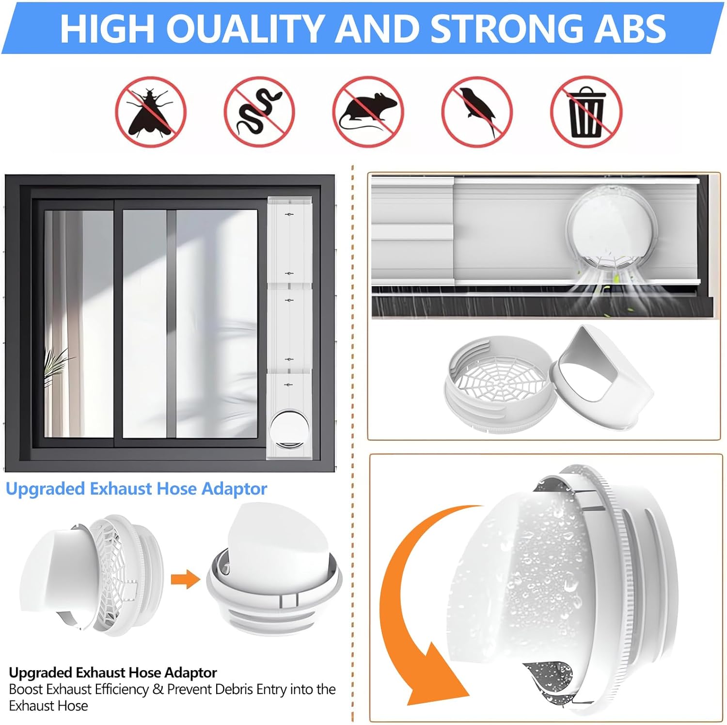 Portable AC Window Vent Kit, Adjustable PVC Window Seal Panel for Sliding Windows/Door, Portable Air Conditioner Window Kit Suitable for 5.1" / 5.9" AC Exhaust Hose(Not Include Hose)