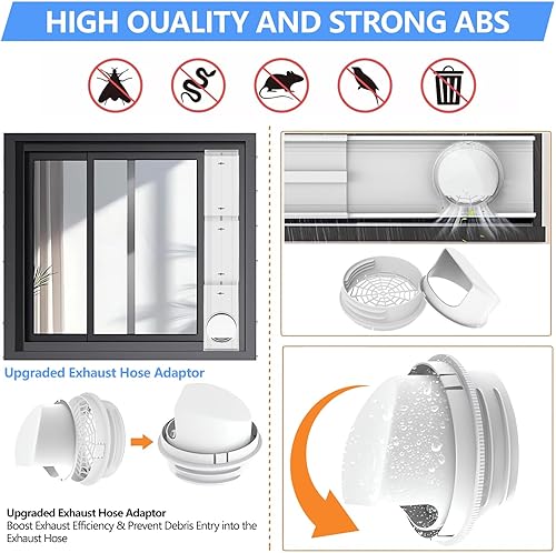 Vista 4 de Kit de ventilación portátil de ventana de CA, panel de sellado de ventana de PVC ajustable para ventanas correderas / puertas, kit de ventana