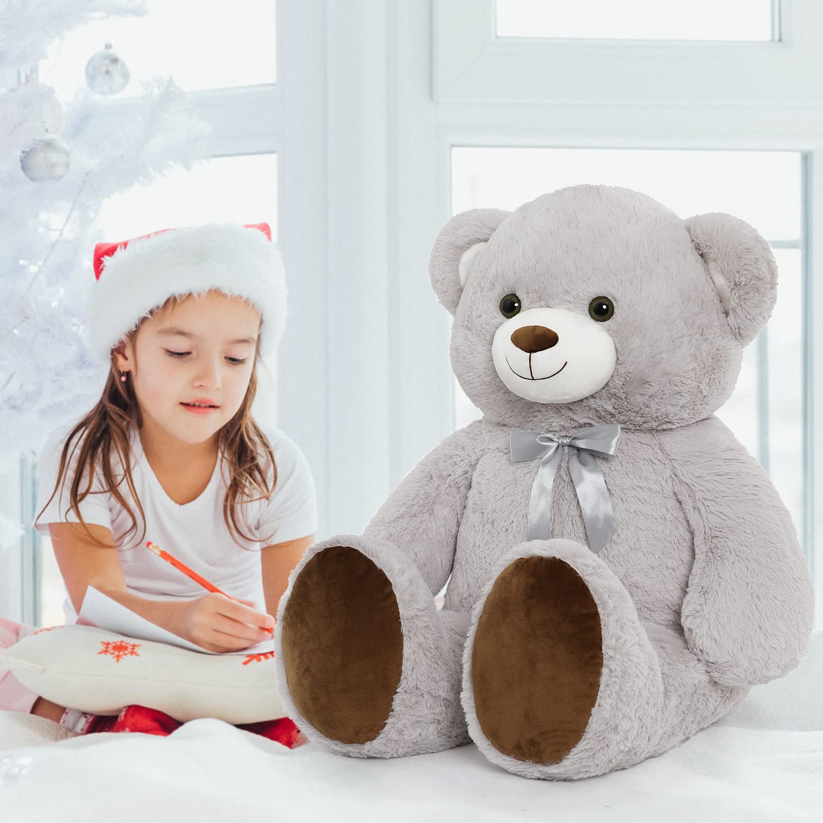 KERTA Giant Teddy Bear Stuffed Animal, Big Gray Stuffed Bear 41 inch for Girlfriend Wife Kids, Large Plush Gift for Christmas Valentine's Day Birthday Baby Shower 3
