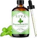 Siva Peppermint Essential Oil 4 Fl Oz – for Diffuser, Skin & Hair Care – Ideal for Aromatherapy, Massage & DIY Blends- with Dropper
