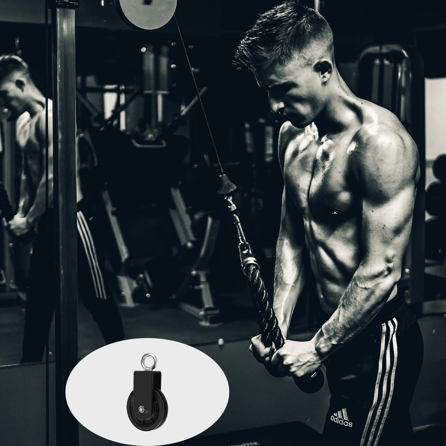 Kółka zwrotne blokowe, rolka linowa z uchwytem mocującym U, 360°, do lin, DIY, sprzętu fitness, maszyny kablowej, rolki liny, 2 szt