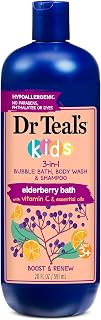 Dr Teal's Kids 3 in 1 Elderberry Bubble Bath, Body Wash & Shampoo with Vitamin C & Essential Oils 20 fl oz (Packaging May Vary)