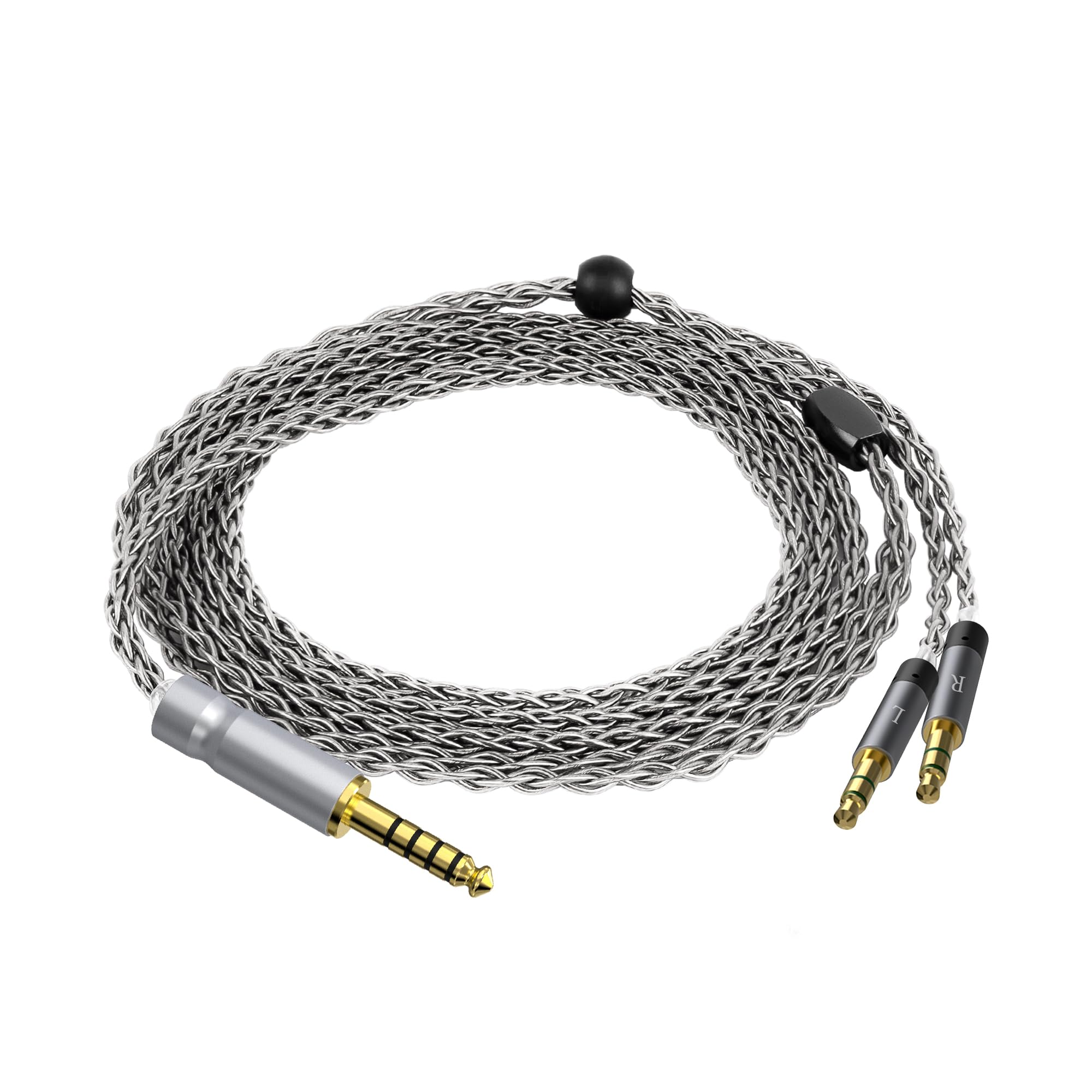GEEKRIA Apollo Câble audio de mise à niveau en cuivre plaqué argent compatible avec Meze Audio 99 Classics Series, 109 PRO, LIRIC 2, LIRIC 4,4 mm vers Dual 3,5 mm, câble de rechange (1,5 m, argenté)